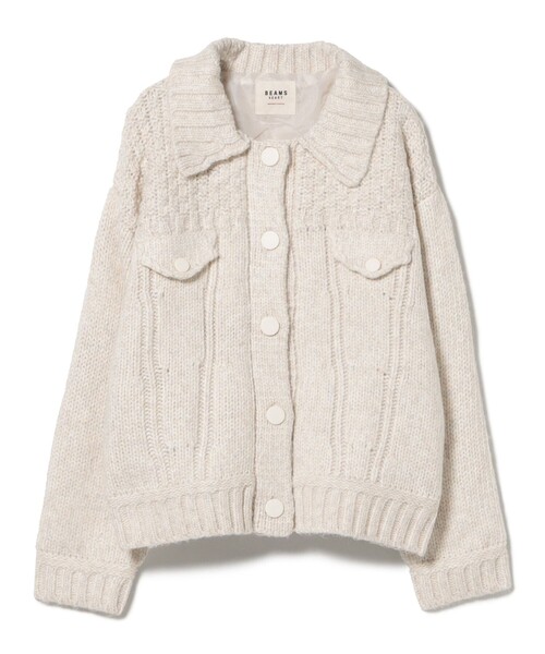 BEAMS HEART（ビームスハート）の「Gジャン風 ニット ブルゾン（ブルゾン・レディース・ホワイト系その他5/ブルー・FREE）」の13枚目の写真