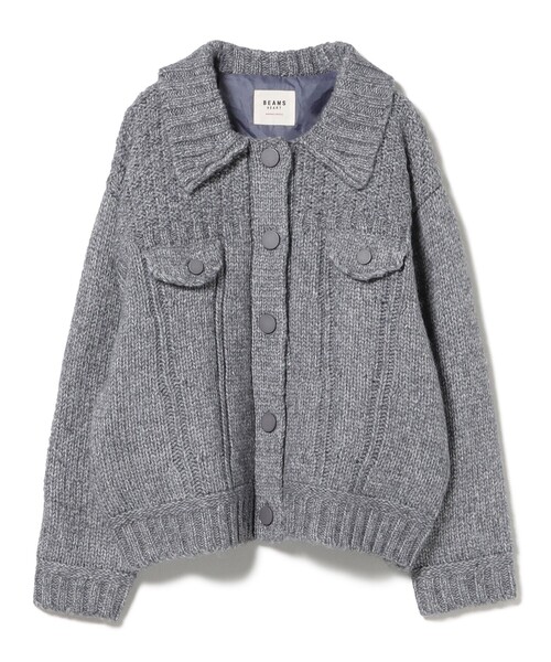 BEAMS HEART（ビームスハート）の「Gジャン風 ニット ブルゾン（ブルゾン・レディース・ホワイト系その他5/ブルー・FREE）」の9枚目の写真