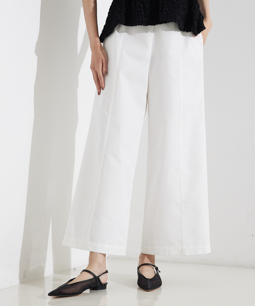 qualite（カリテ）の「撥水ツイルワイドパンツ/夏服（その他パンツ・レディース・カーキ/ホワイト・36/38）」の2枚目の写真