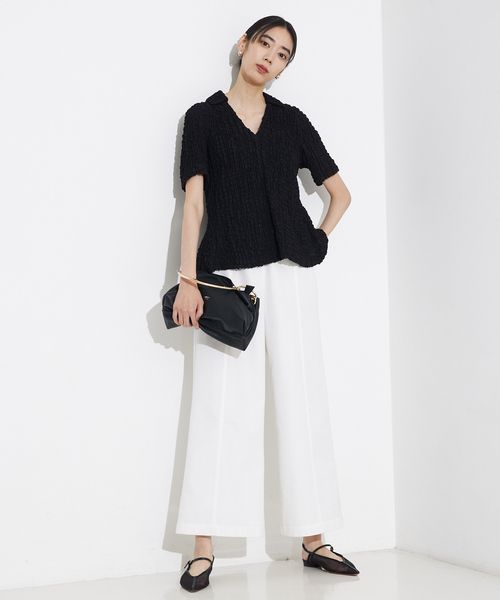 qualite（カリテ）の「撥水ツイルワイドパンツ/夏服（その他パンツ・レディース・カーキ/ホワイト・36/38）」の3枚目の写真