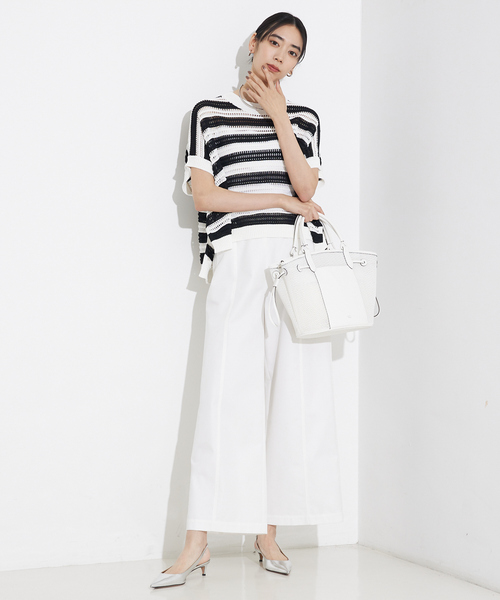 qualite（カリテ）の「撥水ツイルワイドパンツ/夏服（その他パンツ・レディース・カーキ/ホワイト・36/38）」の6枚目の写真