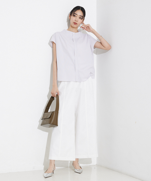 qualite（カリテ）の「撥水ツイルワイドパンツ/夏服（その他パンツ・レディース・カーキ/ホワイト・36/38）」の7枚目の写真