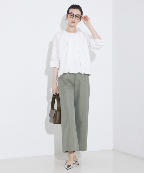 qualite（カリテ）の「撥水ツイルワイドパンツ/夏服（その他パンツ・レディース・カーキ/ホワイト・36/38）」の9枚目の写真