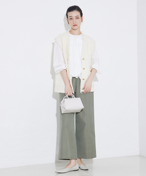 qualite（カリテ）の「撥水ツイルワイドパンツ/夏服（その他パンツ・レディース・カーキ/ホワイト・36/38）」の10枚目の写真