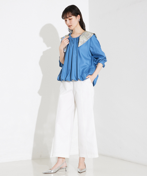 qualite（カリテ）の「撥水ツイルワイドパンツ/夏服（その他パンツ・レディース・カーキ/ホワイト・36/38）」の12枚目の写真