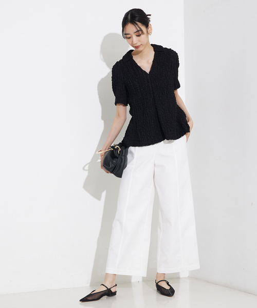 qualite（カリテ）の「撥水ツイルワイドパンツ/夏服（その他パンツ・レディース・カーキ/ホワイト・36/38）」の22枚目の写真