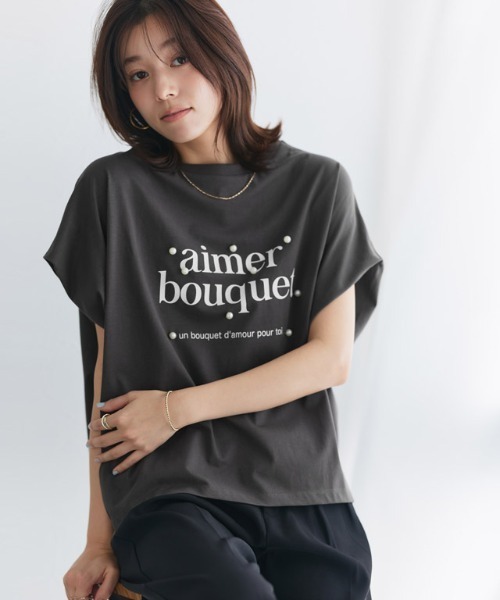 Pierrot(ピエロ)の「パールロゴドルマンコットンTシャツ(Tシャツ/カットソー・レディース・ブラック/グレー系その他/ホワイト×ブラック・M/L)」の5枚目の写真