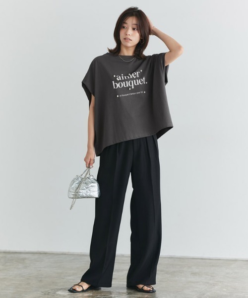 Pierrot(ピエロ)の「パールロゴドルマンコットンTシャツ(Tシャツ/カットソー・レディース・ブラック/グレー系その他/ホワイト×ブラック・M/L)」の6枚目の写真