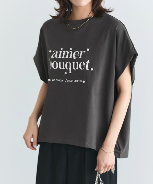 Pierrot(ピエロ)の「パールロゴドルマンコットンTシャツ(Tシャツ/カットソー・レディース・ブラック/グレー系その他/ホワイト×ブラック・M/L)」の7枚目の写真