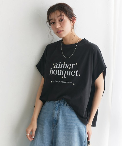 Pierrot(ピエロ)の「パールロゴドルマンコットンTシャツ(Tシャツ/カットソー・レディース・ブラック/グレー系その他/ホワイト×ブラック・M/L)」の16枚目の写真