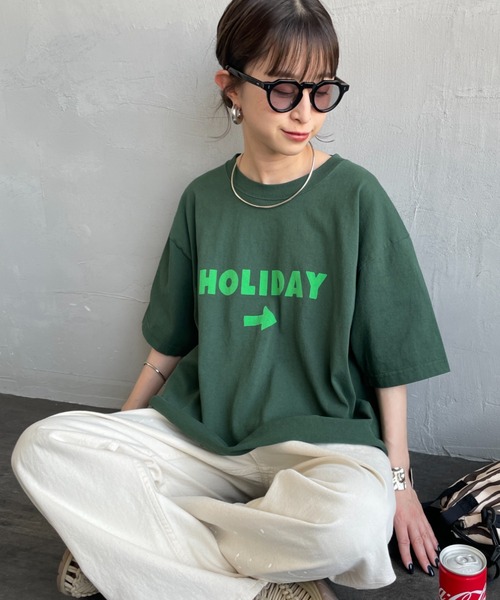 FUNG（ファング）の「[FUNG/ファング] HOLIDAY カットオフ プリントＴシャツ（Tシャツ/カットソー・レディース・グリーン・M）」の10枚目の写真