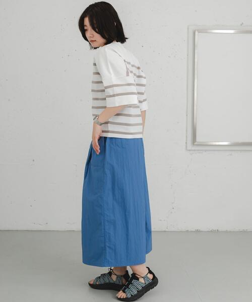 EKAL（エカル）の「ナバルボーダーショートスリーブニットTシャツ（Tシャツ/カットソー・レディース・ネイビー/ベージュ系その他・ONE）」の9枚目の写真