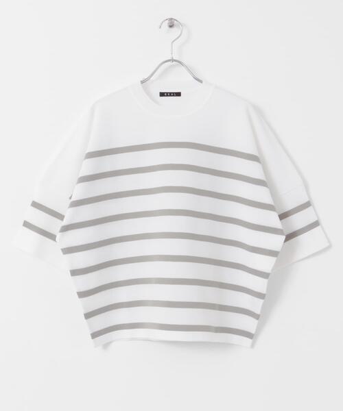 EKAL（エカル）の「ナバルボーダーショートスリーブニットTシャツ（Tシャツ/カットソー・レディース・ネイビー/ベージュ系その他・ONE）」の10枚目の写真