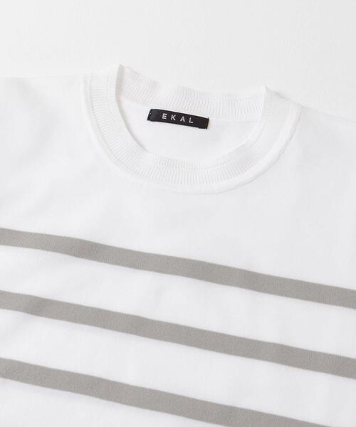 EKAL（エカル）の「ナバルボーダーショートスリーブニットTシャツ（Tシャツ/カットソー・レディース・ネイビー/ベージュ系その他・ONE）」の11枚目の写真