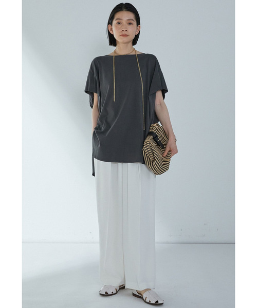 1er Arrondissement（プルミエアロンディスモン）の「【リニューアル】プレミアム天竺ニュアンストップス（Tシャツ/カットソー・レディース・オフホワイト/ブラック系その他3/ブラウン系その他5/グレー系その他7・FREE）」の22枚目の写真