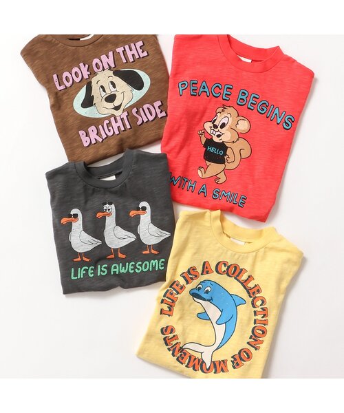 BREEZE（ブリーズ）の「【ジュニア対応】4柄アニマル半袖Tシャツ（Tシャツ/カットソー・キッズ・レッド/ブラウン/チャコール/イエロー・80/90/100/110/120/140/130）」の5枚目の写真