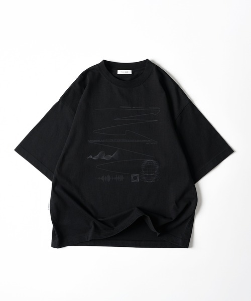 REFLEM◆チェーン付きPUメタリックレザTシャツ/FREE/コットン/BLK/プリント/4043100600/RF24-A REFLEM【レフレム】アームカバー付きプリントクロップド長袖T
