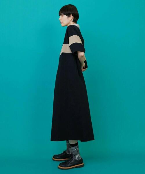 FRAPBOIS（フラボア）の「ラガーワンピ（ワンピース・レディース・ブラック/ブルー・1）」の9枚目の写真