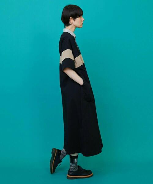 FRAPBOIS（フラボア）の「ラガーワンピ（ワンピース・レディース・ブラック/ブルー・1）」の11枚目の写真