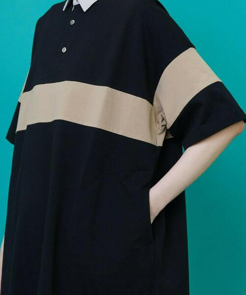 FRAPBOIS（フラボア）の「ラガーワンピ（ワンピース・レディース・ブラック/ブルー・1）」の13枚目の写真