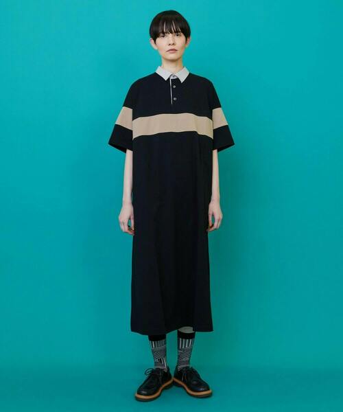 FRAPBOIS（フラボア）の「ラガーワンピ（ワンピース・レディース・ブラック/ブルー・1）」の15枚目の写真