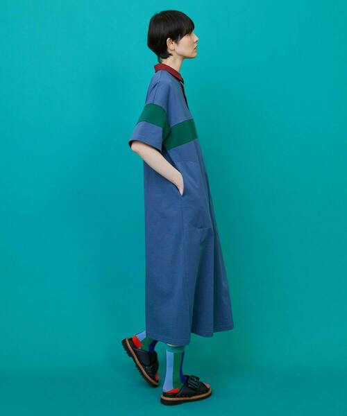 FRAPBOIS（フラボア）の「ラガーワンピ（ワンピース・レディース・ブラック/ブルー・1）」の6枚目の写真