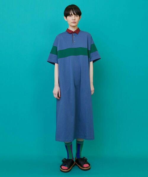 FRAPBOIS（フラボア）の「ラガーワンピ（ワンピース・レディース・ブラック/ブルー・1）」の7枚目の写真