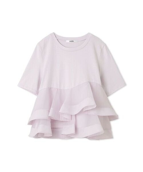 スナイデル　異素材ペプラムTシャツ　ラベンダー 異素材ペプラムTシャツ（Tシャツ/カットソー）｜SNIDEL（スナイデル