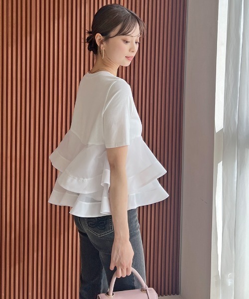 SNIDEL（スナイデル）の「異素材ペプラムTシャツ（Tシャツ