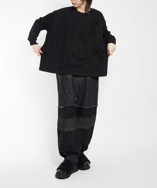 gomme(ゴム)の「30/-天竺 音符T(Tシャツ/カットソー・レディース・ブラック/チャコールグレー・MEDIUM)」の4枚目の写真