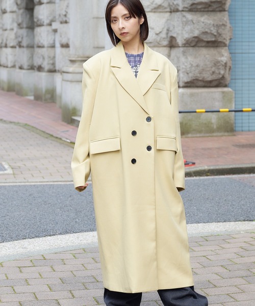DURAS(デュラス)の「ダブルテーラードコート(テーラードジャケット・レディース・イエロー/ブラック・FREE)」の2枚目の写真