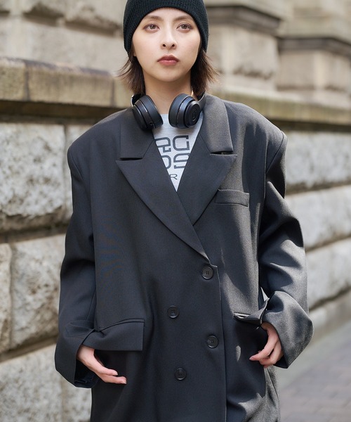 DURAS(デュラス)の「ダブルテーラードコート(テーラードジャケット・レディース・イエロー/ブラック・FREE)」の8枚目の写真