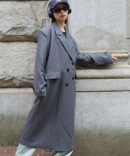 DURAS(デュラス)の「ダブルテーラードコート(テーラードジャケット・レディース・イエロー/ブラック・FREE)」の4枚目の写真