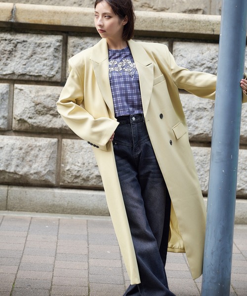 DURAS(デュラス)の「ダブルテーラードコート(テーラードジャケット・レディース・イエロー/ブラック・FREE)」の19枚目の写真