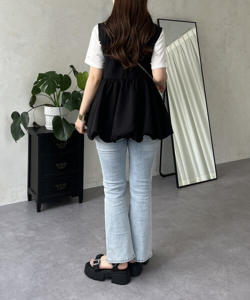 prose verse(プロズヴェール)の「バルーン切替Vネックペプラムジレ(ベスト・レディース・ブラック・LARGE/MEDIUM)」の11枚目の写真