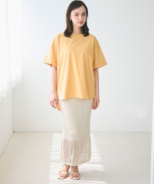 coca（coca）（コカ）の「ビッグTシャツ（Tシャツ/カットソー・レディース・ホワイト/イエロー・L/M/S）」の12枚目の写真