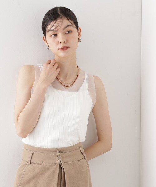 THE SHOP TK （ザ ショップ ティーケー ）の「ランダムリブシアータンク【洗える】（タンクトップ・レディース・オフホワイト/ブラック/サックスブルー・12/13）」の2枚目の写真