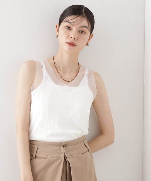 THE SHOP TK （ザ ショップ ティーケー ）の「ランダムリブシアータンク【洗える】（タンクトップ・レディース・オフホワイト/ブラック/サックスブルー・12/13）」の4枚目の写真