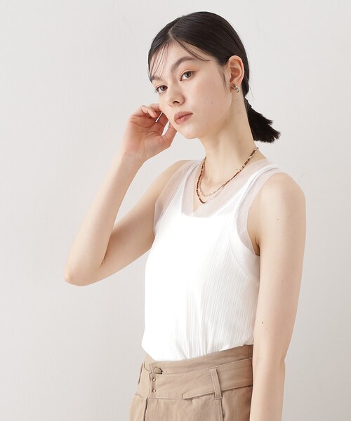 THE SHOP TK （ザ ショップ ティーケー ）の「ランダムリブシアータンク【洗える】（タンクトップ・レディース・オフホワイト/ブラック/サックスブルー・12/13）」の5枚目の写真