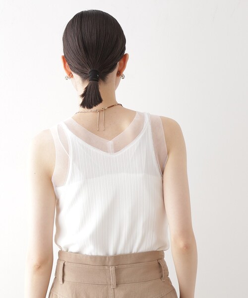 THE SHOP TK （ザ ショップ ティーケー ）の「ランダムリブシアータンク【洗える】（タンクトップ・レディース・オフホワイト/ブラック/サックスブルー・12/13）」の6枚目の写真
