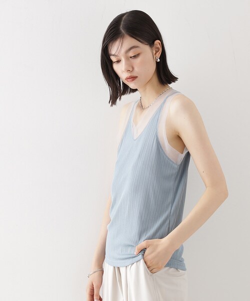 THE SHOP TK （ザ ショップ ティーケー ）の「ランダムリブシアータンク【洗える】（タンクトップ・レディース・オフホワイト/ブラック/サックスブルー・12/13）」の12枚目の写真