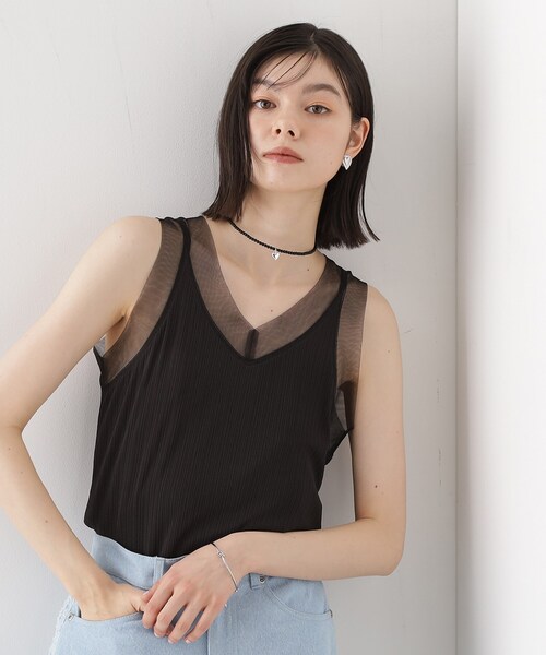 THE SHOP TK （ザ ショップ ティーケー ）の「ランダムリブシアータンク【洗える】（タンクトップ・レディース・オフホワイト/ブラック/サックスブルー・12/13）」の3枚目の写真