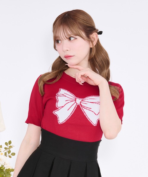 apres jour(アプレジュール)の「リボンモチーフニット(ニット/セーター・レディース・ネイビー/アイボリー/レッド・フリー/X-LARGE)」の12枚目の写真