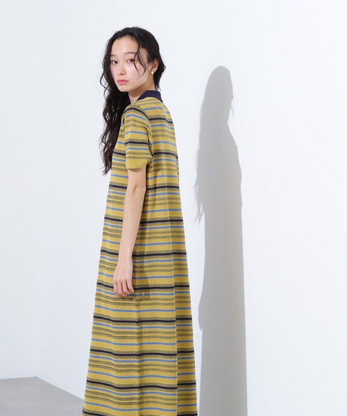 N.(N. Natural Beauty Basic)(エヌエヌナチュラルビューティーベーシック)の「【PS/低身長サイズ】マルチボーダーポロニットワンピース(ワンピース・レディース・ブラウン系その他/イエロー系その他・MEDIUM/PS)」の18枚目の写真