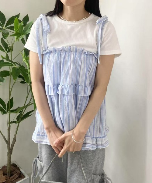 mebole(メボレ)の「フレンチストライプキャミソールシャツ(キャミソール・レディース・ピンク/ブルー・FREE)」の18枚目の写真