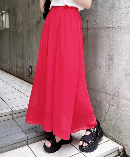 【定価19,000円】アーガ　Aga　日本製　ロングスカート　レッド　M おすすめ】 定価19,000円】アーガ Aga M レッド ロングスカート