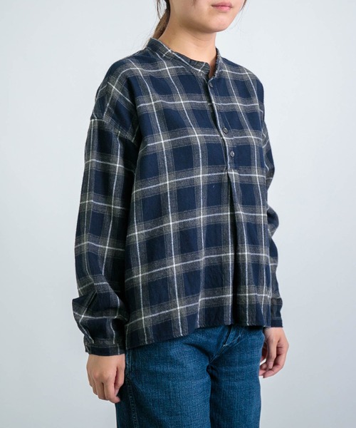D.M.G.（ドミンゴ）の「[D.M.G / ディーエムジー] インディゴ起毛チェック プルオーバーシャツ（シャツ/ブラウス・レディース・ブルー系その他・2/3）」の9枚目の写真