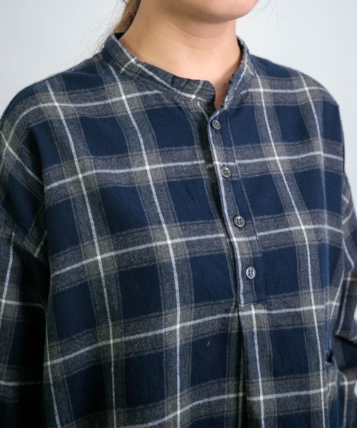 D.M.G.（ドミンゴ）の「[D.M.G / ディーエムジー] インディゴ起毛チェック プルオーバーシャツ（シャツ/ブラウス・レディース・ブルー系その他・2/3）」の15枚目の写真