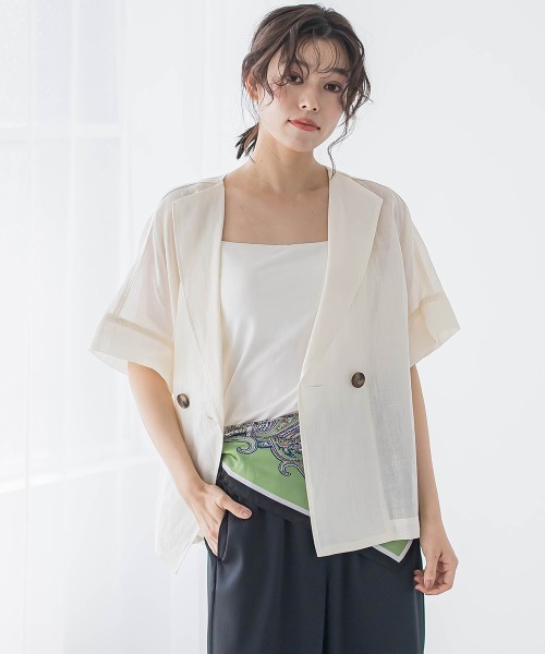 Droite lautreamont(ドロワットロートレアモン)の「リネンジャケット≪手洗い可能≫(その他アウター・レディース・オフホワイト・M)」の1枚目の写真