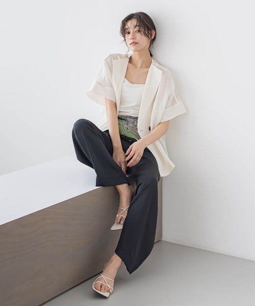 Droite lautreamont(ドロワットロートレアモン)の「リネンジャケット≪手洗い可能≫(その他アウター・レディース・オフホワイト・M)」の8枚目の写真